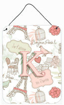 Letter K Love in Paris Pink Wall or Door Hanging Prints CJ2002-KDS1216