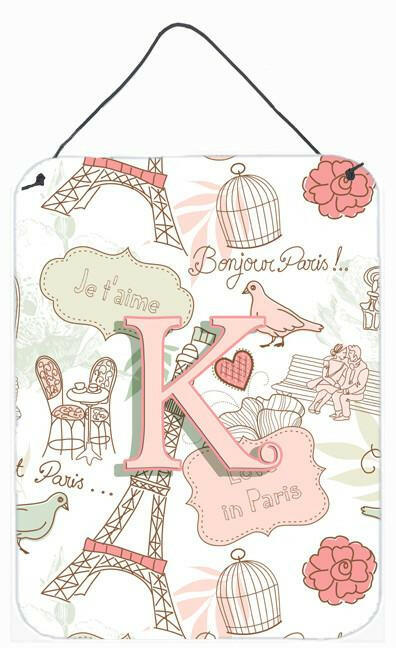 Letter K Love in Paris Pink Wall or Door Hanging Prints CJ2002-KDS1216