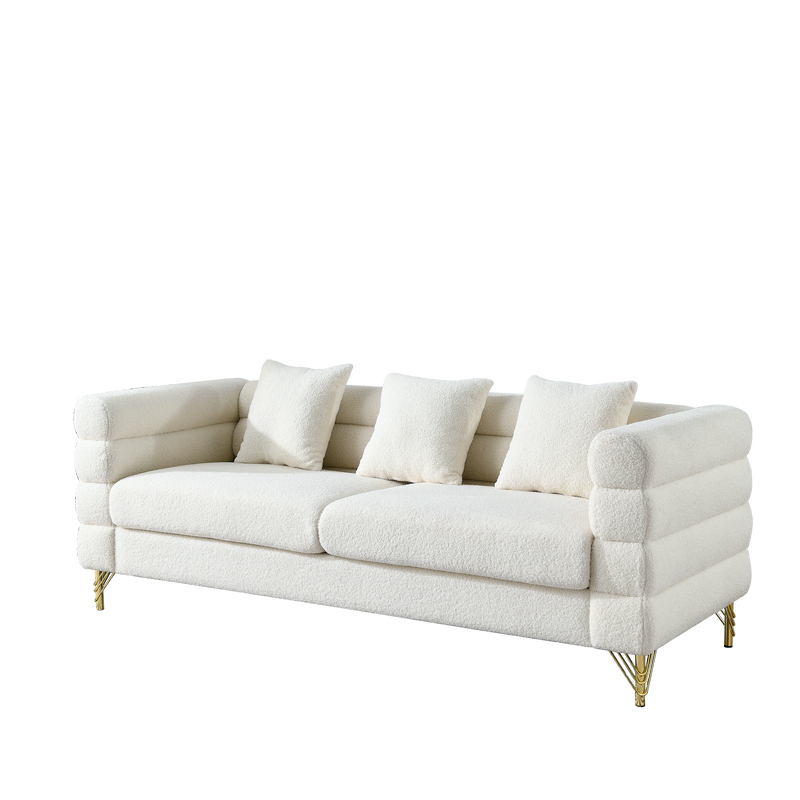 3-seater + 2-seater Combination sofa.White teddy(Ivory)