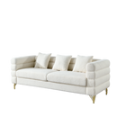 81 Inch Oversized 3 Seater Sectional Sofa, Living Room Comfort Fabric Sectional Sofa - Deep Seating Sectional Sofa, Soft Sitting with 3 Pillows for Living Room,Bedroom,White teddy(Ivory)