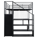 Loft Bed With Built In Work Station, Wardrobe, Storage Staircase And LED