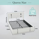 Upholstered Platform Bed Frame With Adjustable LED Headboard, USB C-Charging, Hydraulic Lift by Unique Piece Furniture