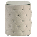 Santiago - Oval 2 Drawer Upholstered Nightstand - Ivory by HouseOfZazla