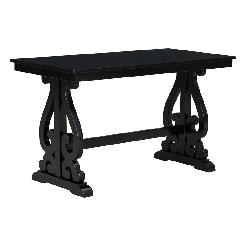 5-Piece Retro Dining Set, Rectangular Wooden Dining Table and 4 Upholstered Chairs for Dining Room and Kitchen (Black)