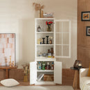 Retro Style Hutch Cabinet With Glass Door, China Cabinet For Home by Unique Piece Furniture