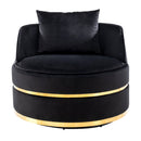 360 Degree Swivel Accent Chair Velvet Modern Upholstered Barrel Chair Over-Sized Soft Chair with Seat Cushion for Living Room, Bedroom, Office, Apartment, Black