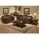 Anondale - Loveseat - Espresso Top Grain Leather Match & Cherry
