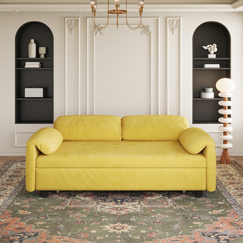 54 "yellow sofa Sofa bed dual purpose living room retractable bed velvet