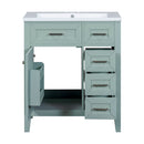 30" Bathroom Vanity with Sink Combo, Green Bathroom Cabinet with Drawers, Solid Frame and MDF Board