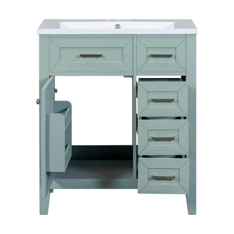 30" Bathroom Vanity with Sink Combo, Green Bathroom Cabinet with Drawers, Solid Frame and MDF Board