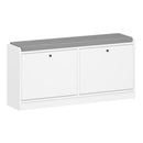Shoe Storage Bench With Cushion, Entryway Organizer Cabinet For Hallway - White by HouseOfZazla