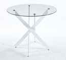 Dining Table With Cross Metal Leg And Tempered Glass, Modern Space Saving Kitchen Table For Living Room by HouseOfZazla