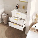 Wall Mounted Floating Cabinet With Double Drawer, Rectangular Sink