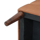 Upholstered PU Leather Ottoman, Solid Wooden Legs