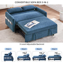 55.1" Pull Out Sleep Sofa Bed Loveseats Sofa Couch with Adjustable Backrest, Storage Pockets, 2 Soft Pillows, USB Ports for Living Room, Bedroom, Apartment, Office, Blue