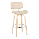 Lombardi - Mid Century Modern Fixed Height Barstool With Swivel With Round Footrest (Set of 2) by HouseOfZazla
