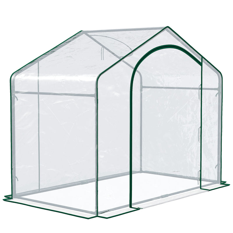 6' x 3' x 5' Portable Walk-in Greenhouse, PVC Cover, Steel Frame Garden Hot House, Zipper Door, Top Vent for Flowers, Vegetables, Saplings, Clear