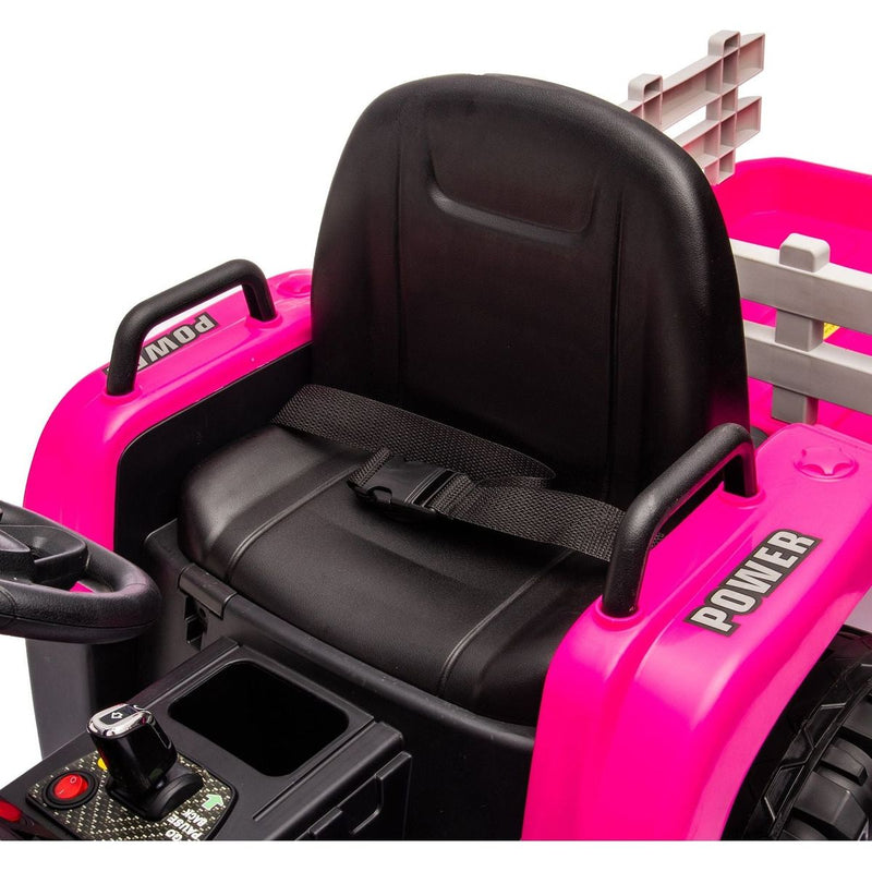 Ride on Tractor with Trailer,24V Battery Powered Electric Tractor Toy, 200wx2motor 1.86-4.97MPH/Remote Control,electric car for kids,Three speed adjustable,USB,MP3, Bluetooth,LED light, safety belt