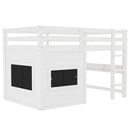 Twin Size Loft Bed With Sliding Chalkboard & Bookshelf
