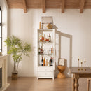 Modern Upholstered Glass Display Cabinet With Adjustable LED Light - White by HouseOfZazla
