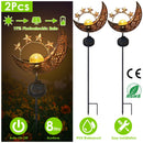 Solar Powered Moon Star Lamp IP54 Waterproof Decorative Lamp Crackle Glass Globe Stake Iron Lights For Garden Lawn Yard Driveway
