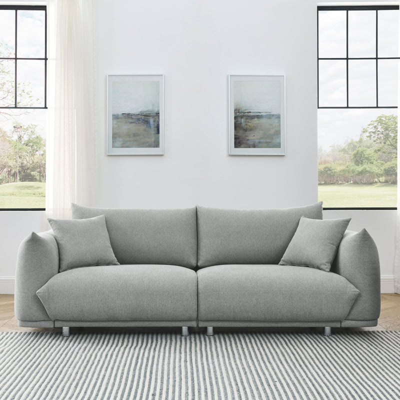 90.5" Modern Couch for Living Room Sofa, Solid Wood Frame and Stable Metal Legs, 2 Pillows, Sofa Furniture for Apartment