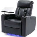 Premium Power Recliner & Storage Arms, Cupholders, Swivel Tray Table And Cell Phone Stand - Black by HouseOfZazla