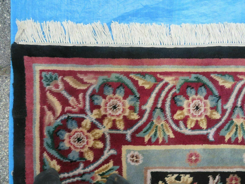 9' X 12' Decorative Chinese Aubusson Hand Knotted Pile Wool Rug Black Nice