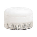 Yolanda - Round Upholstered Accent Ottoman - Almond White by HouseOfZazla