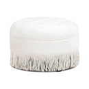Yolanda - Round Upholstered Accent Ottoman - Almond White by HouseOfZazla