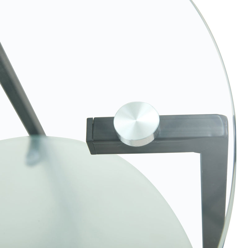 2-piece set (Clear) Tempered Glass End Table, Round Coffee Table for Bedroom Living Room Office