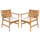 2-Piece Outdoor Acacia Wood Arm Dining Chairs with Removable Cushions