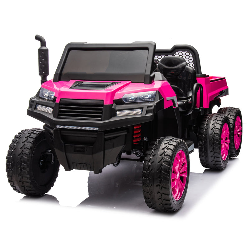 24V 2-Seater UTV-XXL Ride On Truck with Dump Bed for kid,Ride On 4WD UTV with 6 Wheels,Foam Tires, Suitable for Off-Roading,remote control,Three-Point Safety Harness