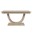 6-Piece Wood Half Round Dining Table Set Kitchen Table Set with Long Bench and 4 Dining Chairs, Modern Style, Natural