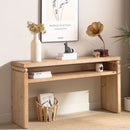 Modern Rustic Console Table, Wood Entryway Table With Shelf & Decorative Bead Detail - Natural by HouseOfZazla