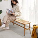 Woven Design Dining Bench For Dining Room, Bedroom - Natural Oak by HouseOfZazla