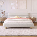 Queen Size Low Profile Upholstered Bed - White by HouseOfZazla