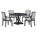 5 Piece Dining Set Extendable Round Table And 4 Chairs - Black / Oak