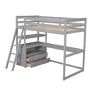 Modern Loft Bed With Built In Desk, Shelves, And 2 Drawers by HouseOfZazla