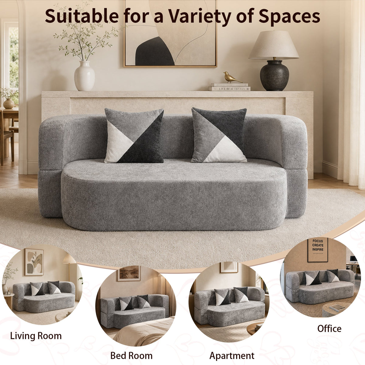 Eggshell Sofa Bed - Convertible Boneless Couch, photo 2 of 10
