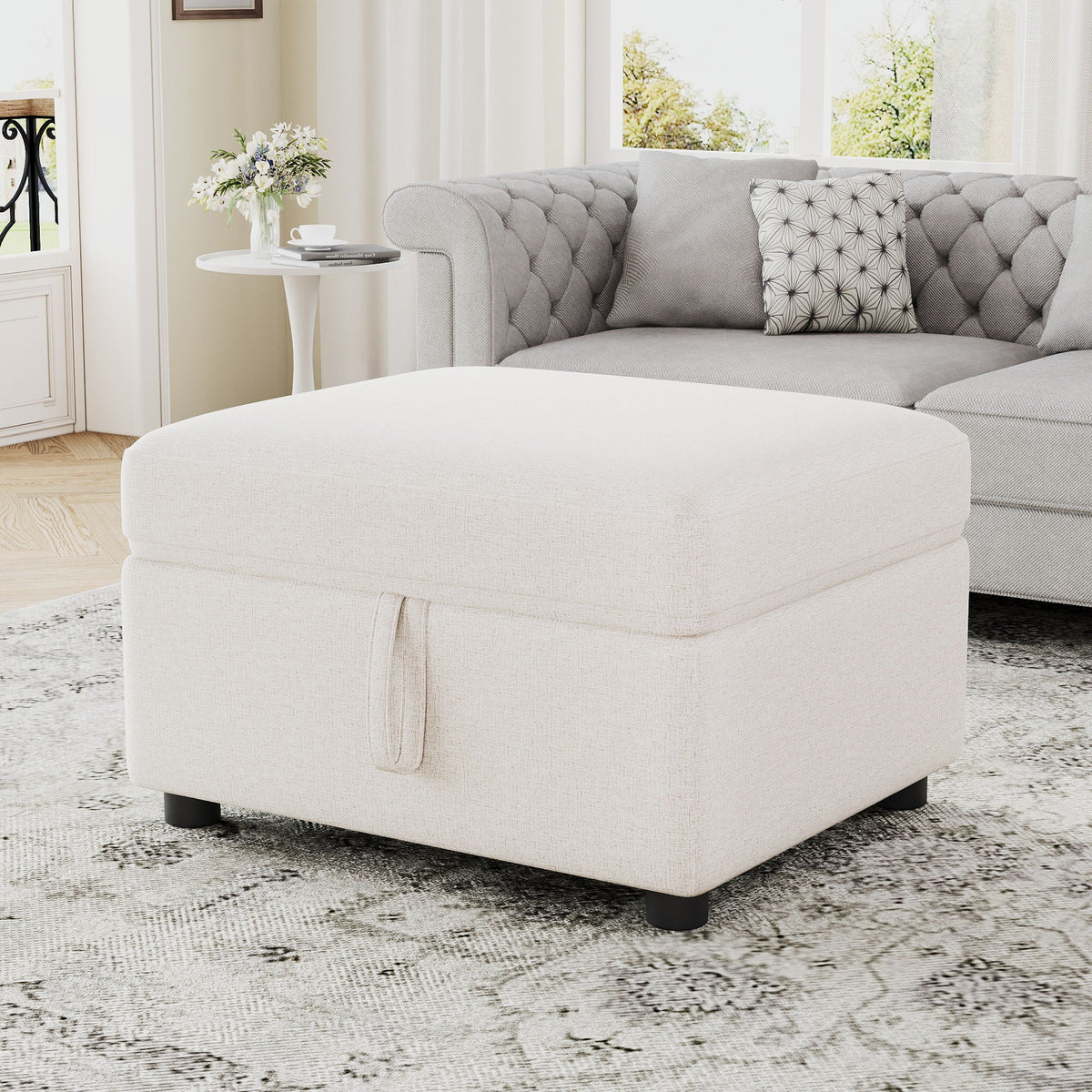 Movable Storage Ottoman Footrest For Living Room, photo 8 of 13