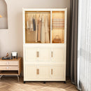 Portable Wardrobe Closet Storage Organizer With 9 Magnetic Doors - Cream White by HouseOfZazla