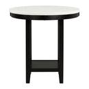 5-piece Counter Height Dining Round Table Set with One Faux Marble Top Dining Table and Four PU-leather Chairs,Dark Espresso