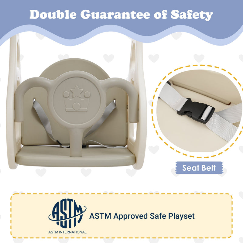 6 in 1 Toddler Slide and Swing Set, Kids Playground Climber Slide Playset with Fairy House, Freestanding Slide for Babies