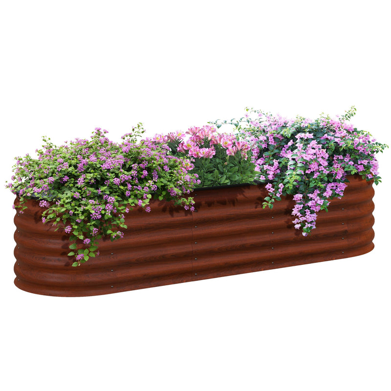 6.5' x 2' x 1.4' Galvanized Raised Garden Bed Kit, Outdoor Metal Elevated Planter Box with Safety Edging, Easy DIY Stock Tank for Growing Flowers, Herbs & Vegetables, Brown