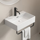 White Vessel Sink with Towel Rack