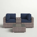 Wicker Seating Group Set With Table And Cushions