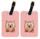 Checkerboard Pink Yorkie Yorkishire Terrier Luggage Tag