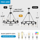 9-Light Black Wagon Wheel Chandelier