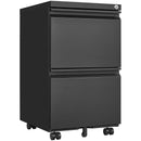 2 Drawer File Cabinet With Lock, Metal Under Desk Rolling Filing Cabinet Fits Letter / Legal / A4 Size For Home Office, Mobile Filing Cabinet by HouseOfZazla